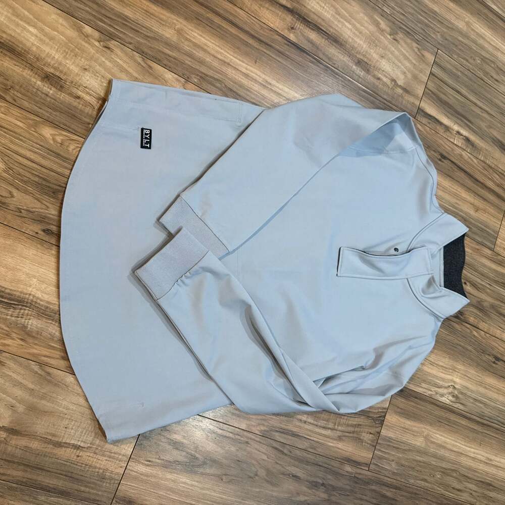 BYLT Premium Basics Elite Fairway Pullover Quarter-Zip in Dusty Blue